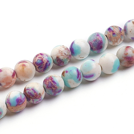 Honeyhandy Natural Imperial Jasper Beads Strands, Dyed, Round, 6mm, Hole: 1.2mm, about 58pcs/strand, 14.96 inch(38cm)