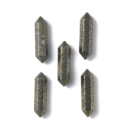 Honeyhandy Natural Pyrite Beads, Double Terminated Point, Healing Stones, Reiki Energy Balancing Meditation Therapy Wand, Faceted, No Hole/Undrilled, 30.5x8.5~9x7.5~8mm