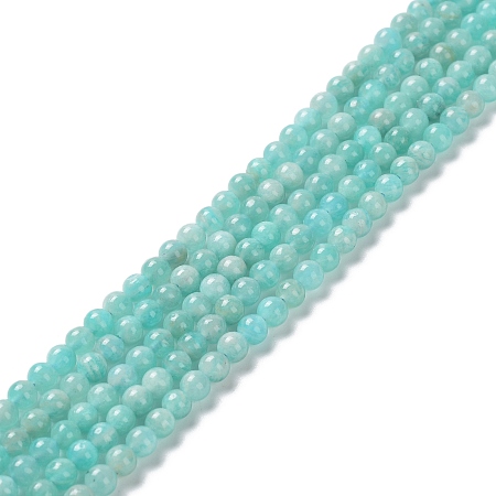 Honeyhandy Natural Amazonite Beads Strands, Round, Grade A, 4mm, Hole: 0.8mm, about 89pcs/strand, 14.96 inch(38cm)