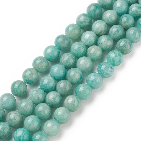 Honeyhandy Natural Amazonite Beads Strands, Round, Grade A, 8mm, Hole: 1mm, about 48pcs/strand, 15.04 inch(38.2cm)