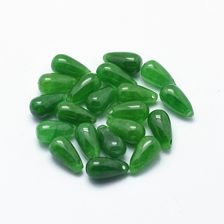 Honeyhandy Natural Myanmar Jade/Burmese Jade Charms, Dyed, teardrop, 12x6mm, Hole: 1mm