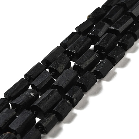 Natural Black Tourmaline Beads Strands, Faceted, Column, 14~16x9x9.5~10mm, Hole: 1mm, about 24pcs/strand, 16.54 inch(42cm)