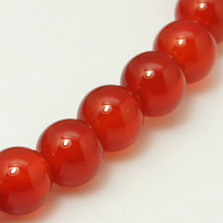 Honeyhandy Natural Red Agate Carnelian Beads Strands, Dyed & Heated, Grade A, Round, 6mm, Hole: 0.8mm, about 62pcs/strand, 14.6 inch