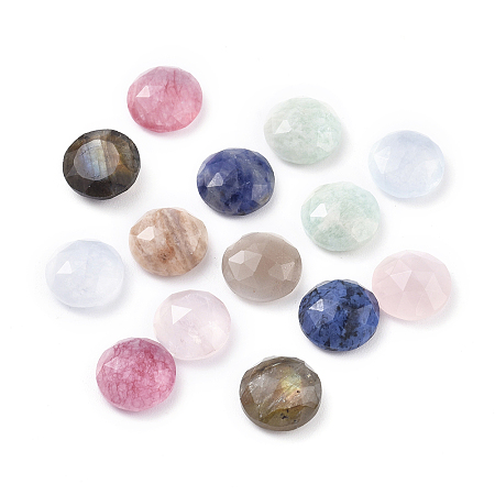 ARRICRAFT Natural Gemstone Cabochons, Faceted, Flat Round, 10x4.5mm