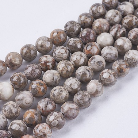 Honeyhandy Natural Maifanite/Maifan Stone Beads Strands, Round, 8mm, Hole: 1mm, about 46pcs/strand, 15.3 inch(39cm)