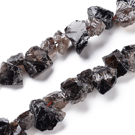 Honeyhandy Natural Smoky Quartz Beads Strands, Top Drilled Beads, Rough Raw Stone, Nuggets, 7~15x12~22x5~13mm, Hole: 1.2mm, about 20~21pcs/strand, 7.48 inch~7.87  inch(19~20cm)