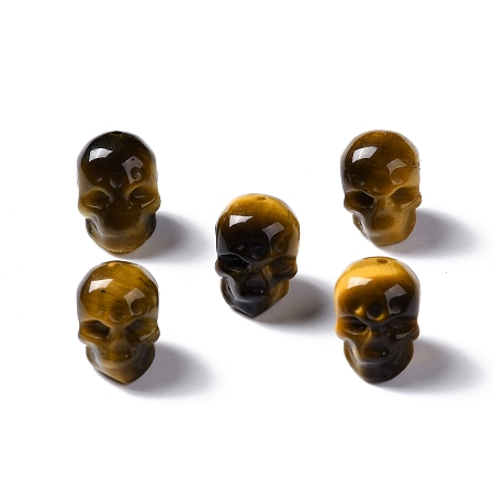 Honeyhandy Natural Tiger Eye Beads, Skull, 13x10x11.5mm, Hole: 1mm