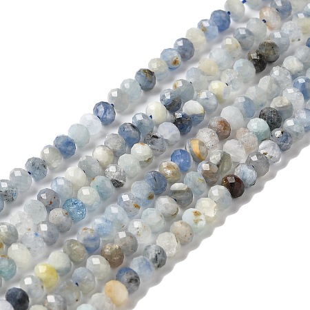 Honeyhandy Natural Kyanite Beads Strands, Faceted, Rondelle, 5x3.5~4mm, Hole: 0.8mm, about 97pcs/strand, 14.96 inch(38cm)