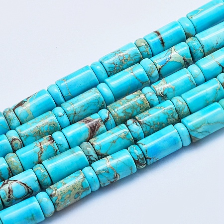 Honeyhandy Natural Imperial Jasper Beads Strands, Dyed, Column and Flat Round, 10x6mm, 6x3mm, Hole: 1mm, about 32pcs/strand, 16.14 inch(41cm)