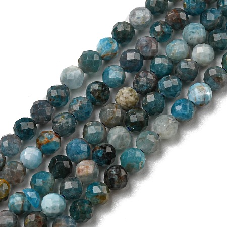 Honeyhandy Natural Apatite Beads Strands, Faceted, Round, 4mm, Hole: 1mm, about 95pcs/strand, 15.35 inch(39cm)