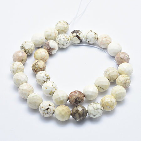 Honeyhandy Natural Magnesite Beads Strands, Faceted, Round, 8mm, Hole: 1mm, about 47pcs/strand, 15.7 inch