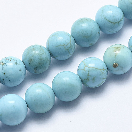 Honeyhandy Natural Howlite Beads Strands, Dyed & Heated, Round, Cyan, 6mm, Hole: 1mm, about 62pcs/strand, 15.7 inch(40cm)
