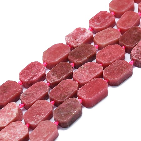 Natural Rhodonite Beads Strands, Rectangle, 15~17x10~13x5~7mm, Hole: 1mm, about 22pcs/strand, 15.94''(40.5cm)