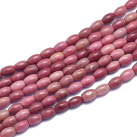 Honeyhandy Natural Rhodonite Beads Strands, Rice, 6.5~7x4~4.5mm, Hole: 0.6mm, about 57pcs/Strand, 14.96 inch(38cm)