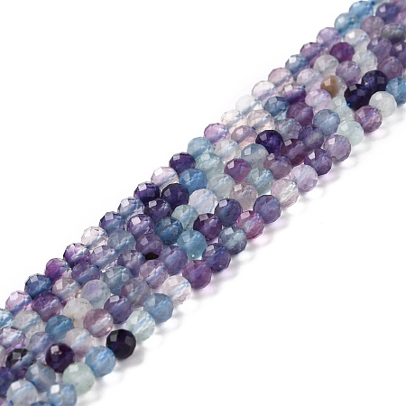 ARRICRAFT Natural Fluorite Beads Strands, Round, Faceted, Grade AA, 4mm, Hole: 0.8mm, about 91pcs/strand, 15.55''(39.5cm)