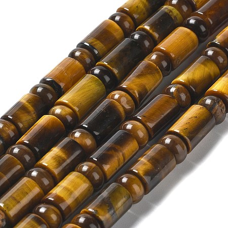 Honeyhandy Natural Tiger Eye Beads Strands, Column, Column, 8~10x6~7mm, Hole: 1~1.2mm, about 59~65pcs/strand, 15.24~15.87 inch(38.7~40.3cm)