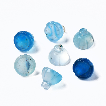 ARRICRAFT Natural Chalcedony Charms, Dyed, Lotus, Dodger Blue, 8~10x10mm, Hole: 1mm
