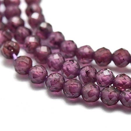 Honeyhandy Natural Garnet Beads Strands, Round, Faceted, 2mm, Hole: 0.4mm, about 192pcs/Strand, 15.16 inch(38.5cm)