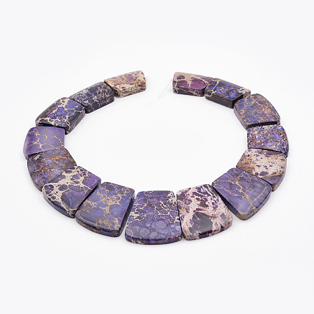 Honeyhandy Natural Imperial Jasper Graduated Beads Strands, Dyed, Trapezoid, Medium Purple, 16~34x23~28x5~6mm, Hole: 1mm, about 15pcs/strand, 12.2 inch