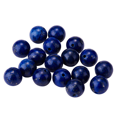 PandaHall Elite 24pcs Blue Diameter 8mm Dyed Natural Lapis Lazuli Round Gemstone Bead Strands for Jewelry Making