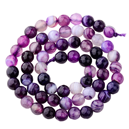 PandaHall Elite Diameter 6mm Grade A Faceted Round Natural Madagascar Agate Gemstone Beads for Jewelry Making, about 64pcs/strand