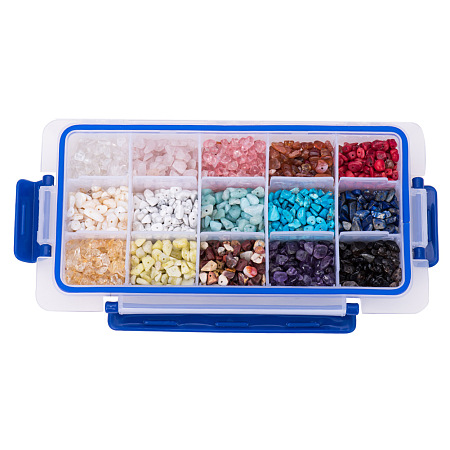 PandaHall Elite 15 Style Assorted Chips Stone Beads Crushed Chunked Crystal Pieces Irregular Shaped Loose Beads Value Pack