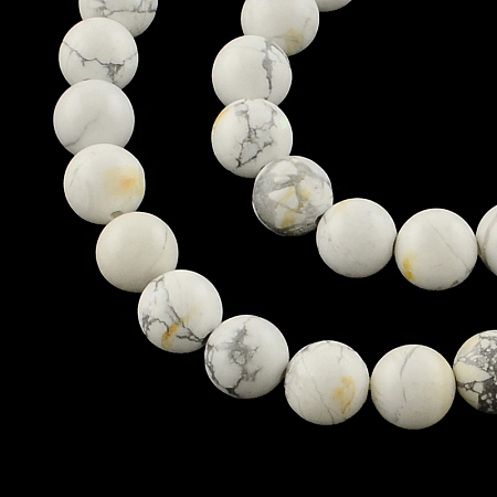 Honeyhandy Round Natural Howlite Beads Strands, 8mm, Hole: 1mm, about 50pcs/strand, 15.7 inch