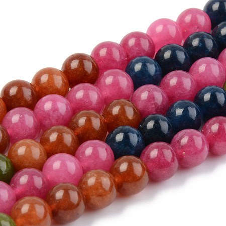 Round Dyed Natural Quartz Beads Strands, Mixed Color, 8.5mm, Hole: 1mm, about 48pcs/strand, 15.16 inch(38.5cm)