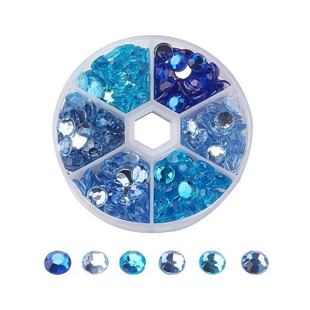 ARRICRAFT About 250pcs 1 Box 6 Colors 8mm Faceted Flat Round No Hot Fix Acrylic Rhinestones Glitter Decorations 3D Diamond Gems for Cell Phone Nail Art