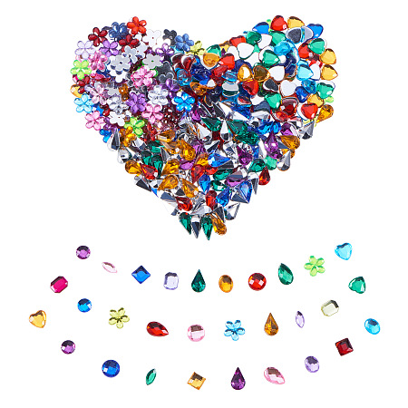 PandaHall Elite 1000 Pcs Gems Acrylic Craft Jewels Flatback Rhinestones Gemstone Cabochons Embellishments Mixed Color
