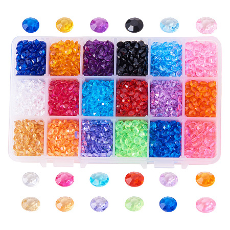 PandaHall Elite About 4140~4500 Pcs Gems Acrylic Colorful Faceted Round Con Diamond Crystals Treasure Gemstones Cabochons for Arts and Crafts Decoration