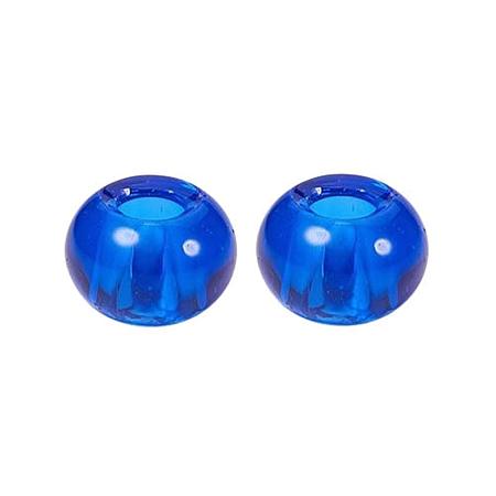NBEADS 100PCS Large Hole Beads Rondell Spacers Charms Glass Beads 15mm for DIY Bracelet Necklace Jewelry Making (Royal Blue)
