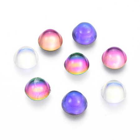 Transparent K9 Glass Cabochons, Half Round/Dome, Mixed Color, 6x3.5mm