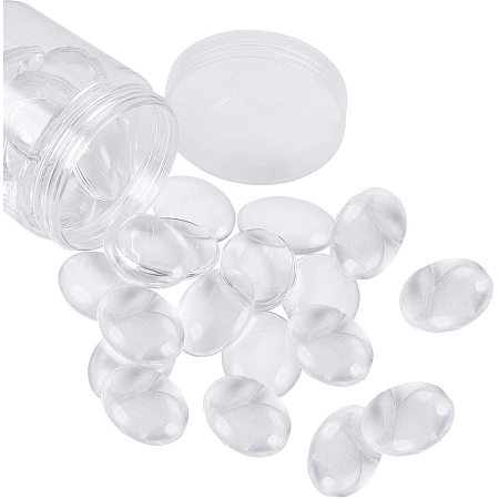 NBEADS 25 PCS Transparent Oval Glass Cabochons, Clear Glass Dome Flat Back Crystal Embellishments for DIY Photo Cameo Pendant Craft Jewelry Making