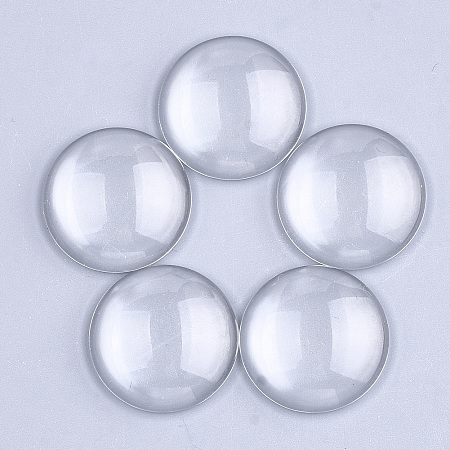 Honeyhandy Transparent Glass Cabochons, Dome/Half Round, Clear, 25x6~7mm