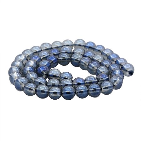 NBEADS 1 Strand Full Rainbow Plated Round Marine Blue Glass Beads Strands with 8mm,Hole: 1mm,about 54pcs/strand