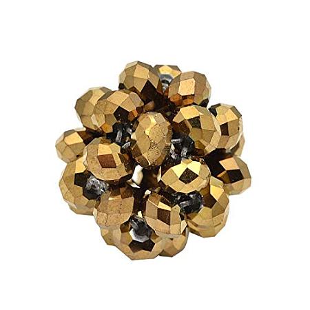 ARRICRAFT About 50pcs Electroplate Glass Beaded Round Beads for Earring Pendant Jewelry DIY Craft Making, Full Plated, Antique Bronze Plated, 14mm, Beads: 4mm