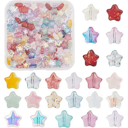 BENECREAT 230PCS Spray Painted Star Glass Beads 23 Colors 8mm Star Loose Beads Charming Beads for Earring Bracelet Necklace Jewelry DIY Craft Making (Hole size, 1mm)