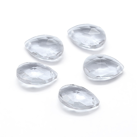 Honeyhandy Faceted Glass Pendants, Teardrop, Clear, 15x9.5x5.5mm, Hole: 1mm
