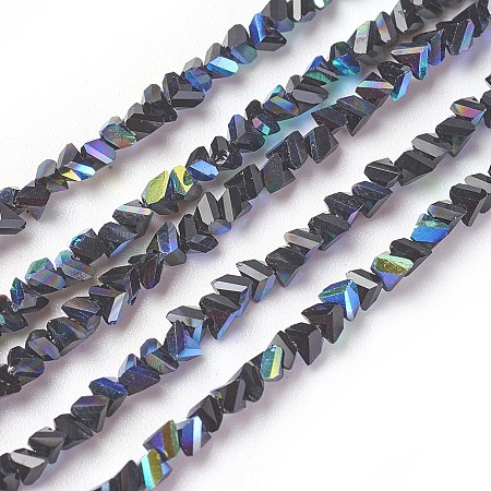 NBEADS Electroplate Glass Beads Strands, AB Color Plated, Faceted, Triangle, Black, 3~3.5x2~3x2~3mm, Hole: 0.7mm; about 176~180pcs/strand, 13.4~15.3