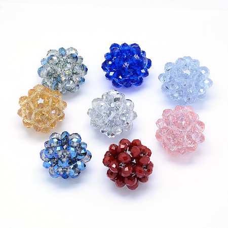 ARRICRAFT Glass Bead, Faceted, Round, Mixed Color, 27~30mm, Hole: 4~5mm