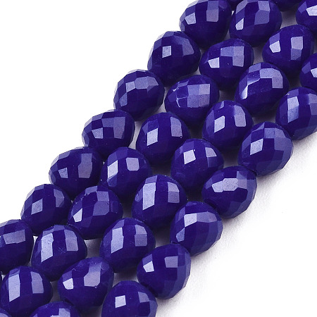 ARRICRAFT Opaque Solid Color Glass Beads Strands, Faceted, Teardrop, Midnight Blue, 4.5~5x4x4mm, Hole: 1mm, about 97~101pcs/strand, 16.54~18.5 inches(42~47cm)