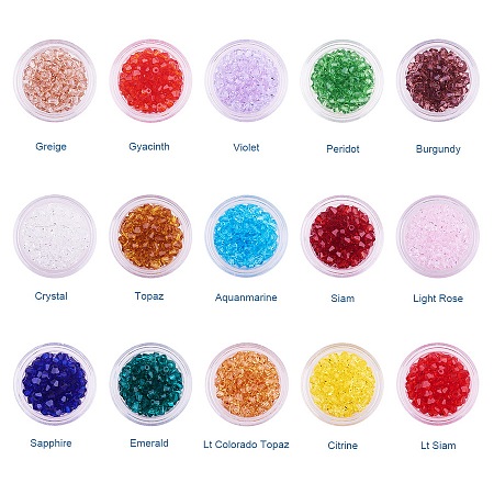 PandaHall Elite Multicolor Diameter 4mm Wholesale Mix Lot 1500pcs Bicone Crystalized Crystal Glass Beads For Necklace Jewelry Making Gift Findings