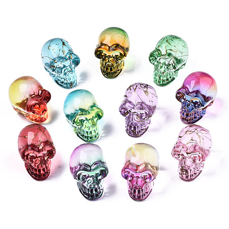 ARRICRAFT K9 Glass Display Decorations, Skull, for Halloween, Mixed Style, Mixed Color, 22x18x26mm