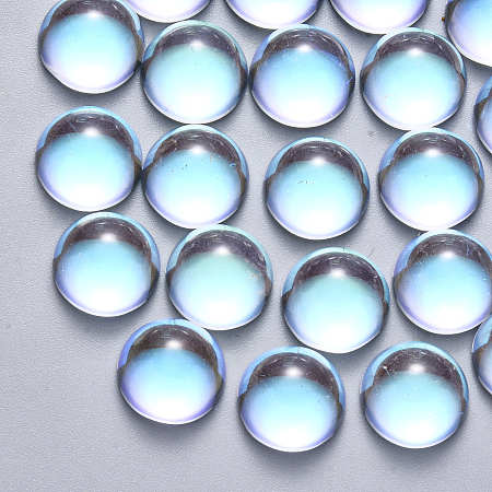 Honeyhandy Transparent Glass Cabochons, AB Color Plated, Half Round/Dome, Clear AB, 10x5mm