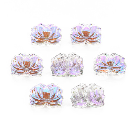Electroplate Transparent Glass Beads, Half Plated, Butterfly, Plum, 8x15x5mm, Hole: 1mm