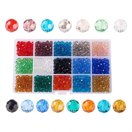 ARRICRAFT 1 Box (about 750pcs) 15 Color 6mm Briolette Faceted Crystal Glass Beads Assortment Lot for Jewelry Making