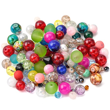 Honeyhandy Glass Beads, Mixed Shapes, Mixed Color, 4~19x4~21x3~15mm, Hole: 0.5~2mm