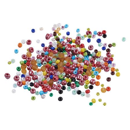 NBEADS 50g Glass Seed Beads Mixed Color Pony Beads Tiny Spacer Beads 2~4.5x1~5mm