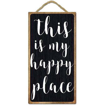 ARRICRAFT Wall Hanging Decorative Wood Sign This is My Happy Place Rectangle Wall Decor Art Hanging Wood Plaque for Home Decor 9.8x5.1x0.19in